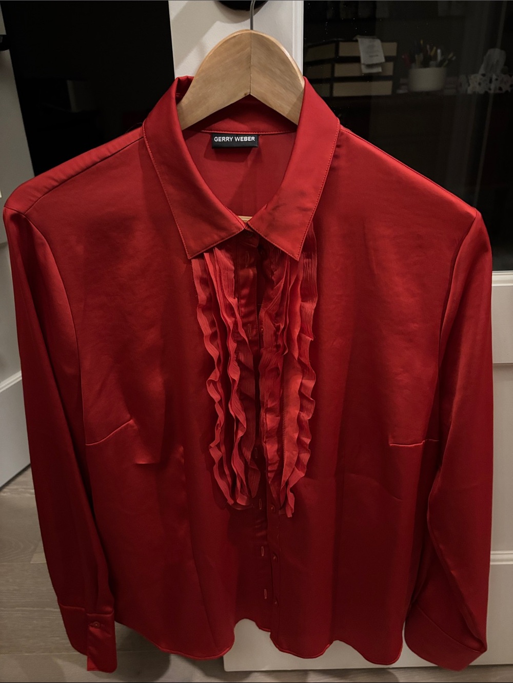 Gerry Weber Red Ruffle-Front Blouse